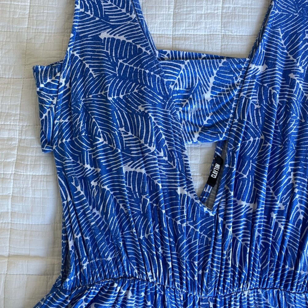 Revolve Blue Patterned Cutout Romper - image 4